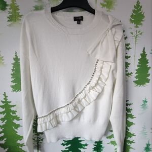 New Ivory Ontwelfth Ruffled Pullover Sweater.